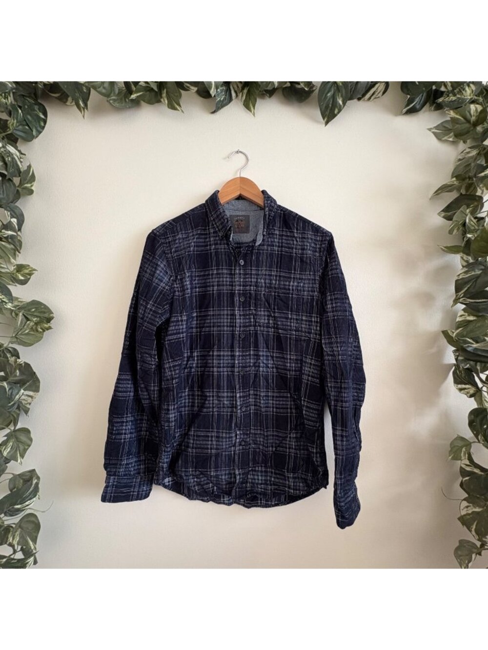 Legacy Copper & Oak Long Sleeve Front Button Shirt Plaid Blue Men’s Size S